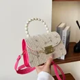 thumbnail image 5 of Bolso de hombro cuadrado pequeño portátil de nueva perla, bolso cuadrado pequeño de diseño simple tejido, bolso cuadrado pequeño de paja, 5 of 5