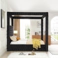 thumbnail image 3 of Luxurious Velvet Canopy Queen Bed with Speaker and USB Connection in Black, 3 of 8