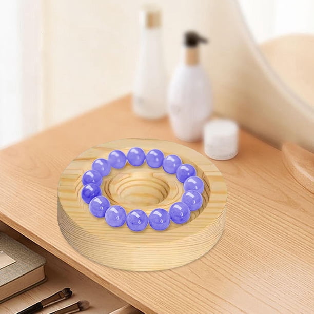 Soporte de bandeja de exhibición de brazalete de pulsera de madera/soporte organizador de almacenamiento de joyas/regalo de cumpleaños para escaparate tocador tienda de Redondo Amarillo Claro Salvador Bandeja para brazalete