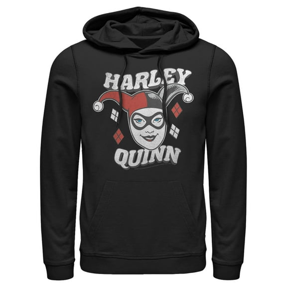 Men's Batman Harley Quinn Smile Face  Pull Over Hoodie Black Small