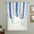 thumbnail image 2 of Navy Blue Striped Tie Up Curtains for Kitchen Windows,Adjustable Rod Pocket Valance 45 Inch Short, Watercolor Abstract Vertical Stripes Ombre Window Treatment Balloon Roman Blind Shade, 42" x 45", 2 of 9