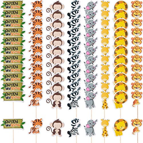 Lion Cupcake Toppers  Wild Animals Cupcake Toppers  Party Animals  Glitter Cupcake Toppers  Zoo Animals  Wild One  Two Wild