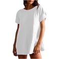 thumbnail image 1 of GigrtiJin Blouses Décontractées pour Femmes Tendance Manches Courtes Col Rond Tunique Haut Mode Couleur Unie Chandail Ample, 1 of 6