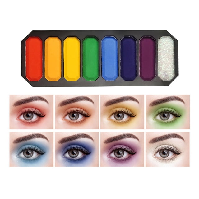 SIfdSeng 8 Color Eye Shadow Colorful Artist Glitter Eyeshadow Long Lasting Neon Eyeshadow Eye Makeup Cosmetics Eye Shadow Primers Powder