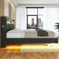 thumbnail image 5 of Afuhokles Floating Bed Frame Full Size with Charging Station, Storage Headboard, LED Upholstered Leather Platform Bed, Black PU, 5 of 6