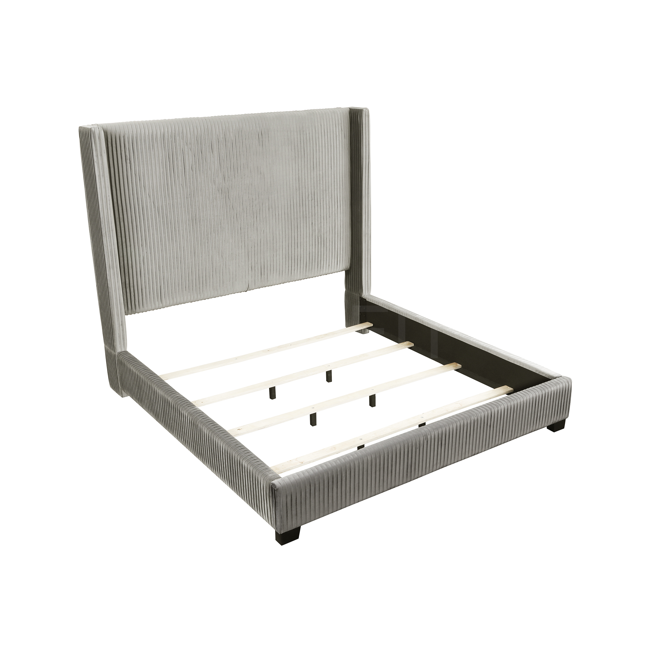 JERFIT Queen Size Upholstered Platform Bed Frame with Headboard, Light Gray - All-in-One Bed in a Box, No Box Spring Needed