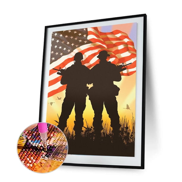 Cuadros Decorativos 5D bricolaje ronda completa taladro diamante pintura bandera soldado decoración del hogar (L2713) DQrwqpou Nuevos Originales