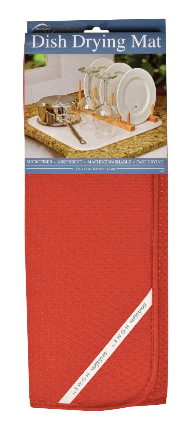 Envision Home Dish Drying Mat Red