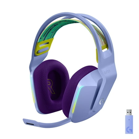 UPC: 0097855157195 | Logitech G733 LIGHTSPEED Wireless Gaming Headset with suspension headband  LIGHTSYNC RGB  Blue VO!CE mic technology and PRO-G audio drivers  Lilac