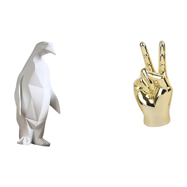 Figura de resina con gesto de pingüino, estatua creativa de escritorio, adorno decorativo coleccionable para el hogar, la oficina, la sala de estar y