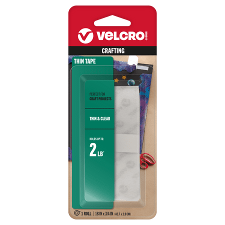 VELCRO Brand Thin General Purpose Tape | Perfect for Home or Office | 18in x 3/4in Tape (91326)