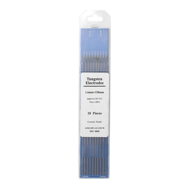 Tignapoo 1.6*150mm Green Head Tungsten Electrodes for TIG Welding - High Performance Pure Tungsten Welding Rods, Perfect Arc Stability, 10 Pack