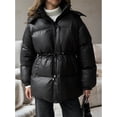 thumbnail image 6 of Womens Long Padded Jacket Coat - Midweight Long Parka Length Hooded Zipper Snow Winter Jackets for Women Black L, 6 of 9