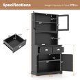 thumbnail image 3 of Costway 67" Kitchen Buffet Freestanding Pantry Cabinet Sideboard with Tempered Glass Doors Black, 3 of 10