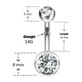 thumbnail image 2 of Belly Button Navel Rings Implant Grade Titanium Double Bezel Set Jeweled, 2 of 8