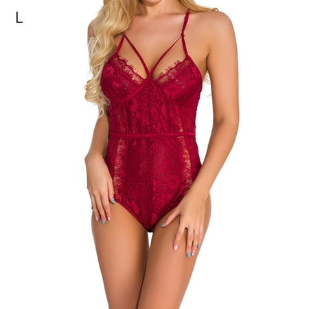 

Amart Women Corset Teddy Sexy Underwear Set Lace Jumpsuit Charming Lingerie