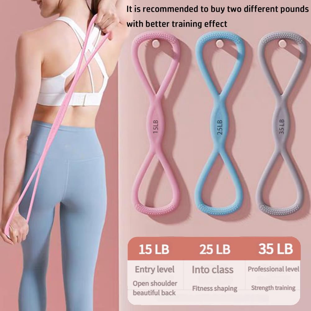 Figure 8 Resistance Bands,15LB/25LB/35LB Exercise Band, Upgraded High Elasticity Resistance Band for Women,Workout Home Gym Stretching Pilates
