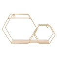 thumbnail image 3 of Easy To Use Wall Display Shelf, Wall Shelf, Iron And Wood Display Storage Rack For Study Bedroom Office Living Room Gold, 3 of 8