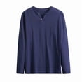 thumbnail image 4 of COSFO Long Sleeve Tshirts Shirts for Men Cotton Casual Solid Tops Pullover Button V Neck Loose Mens Classic T-Shirt, 4 of 4