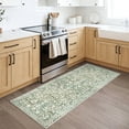 thumbnail image 2 of GLATTICE Runner Rug with Rubber Backing 2x5 Runner for hallways Super Soft Kitchen Runner Rug Printed Faux Wool Floral Thin Carpet Runner for Entryway Laundry Room Bedroom, Sage Green with Ivory Hues, 2 of 7