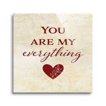 You Are My Everything Parchment Heart 24 x 24 Glass Wall Hanging Sign