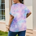 thumbnail image 4 of yillto Womens Plus Size Top Short Sleeve Round Neck Tunic Shirts Summer Tie Dye Tee with Pockets L-5XL, 4 of 5