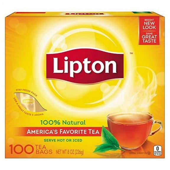 Lipton Regular Black Tea 100 Tea Bags 8 oz Boxes - Pack of 1