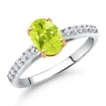 thumbnail image 2 of Gem Stone King 10K Yellow and White Gold Yellow Lemon Quartz and White Lab Grown Diamond Engagement Ring for Women (1.28 Cttw, Oval 8X6MM, Gemstone Birthstone, Available in Size 5, 6, 7, 8, 9), 2 of 4