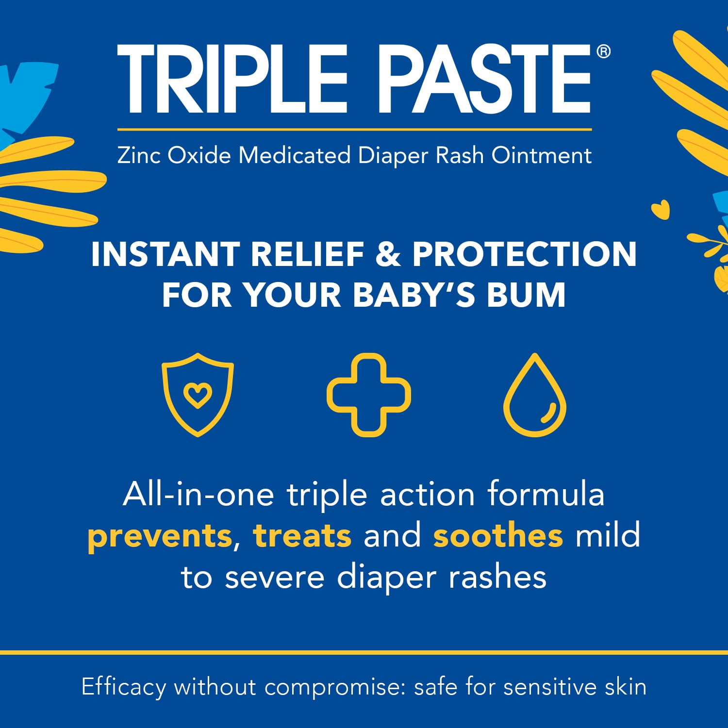 (3 pack) Triple Paste Diaper Rash Cream, Hypoallergenic Medicated Skin Ointment for Babies, 8 oz