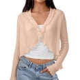 thumbnail image 2 of Idoravan Womens Cropped Jackets Lightweight Open Front Women's Summer Long Sleeve Sheer Chiffon Cardigan Thin Shawl Top, 2 of 7