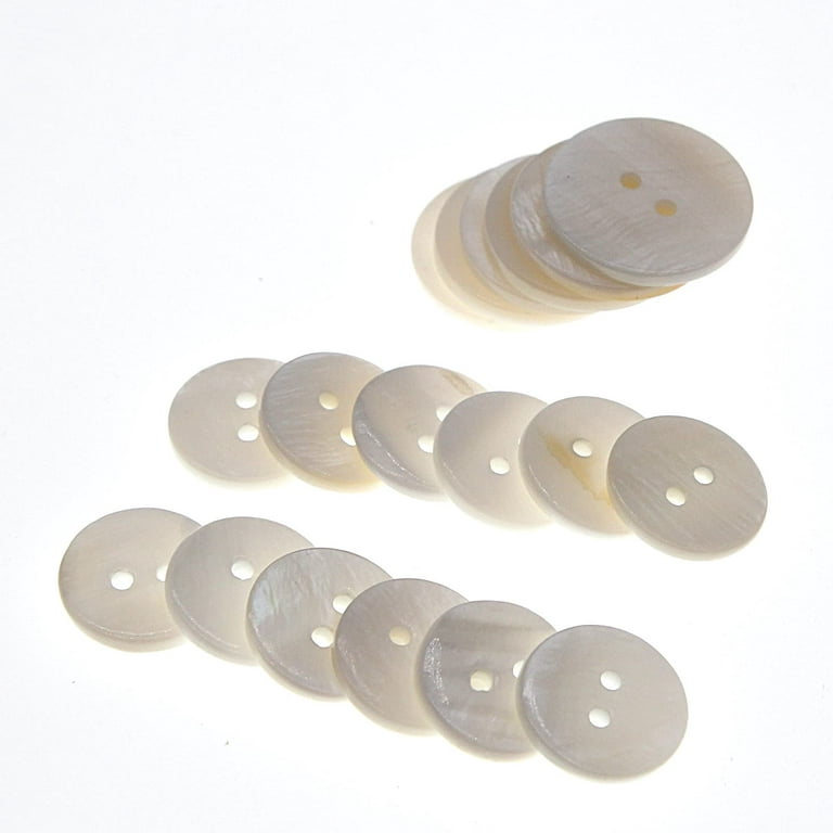 White Genuine Mother of Pearl Buttons Set,22PCS/Pack(16PCS 15MM+6PCS  20MM),2 Holes Bulk Natural MOP Pearl Shell Buttons for DIY Sewing  Crafts,Shirts