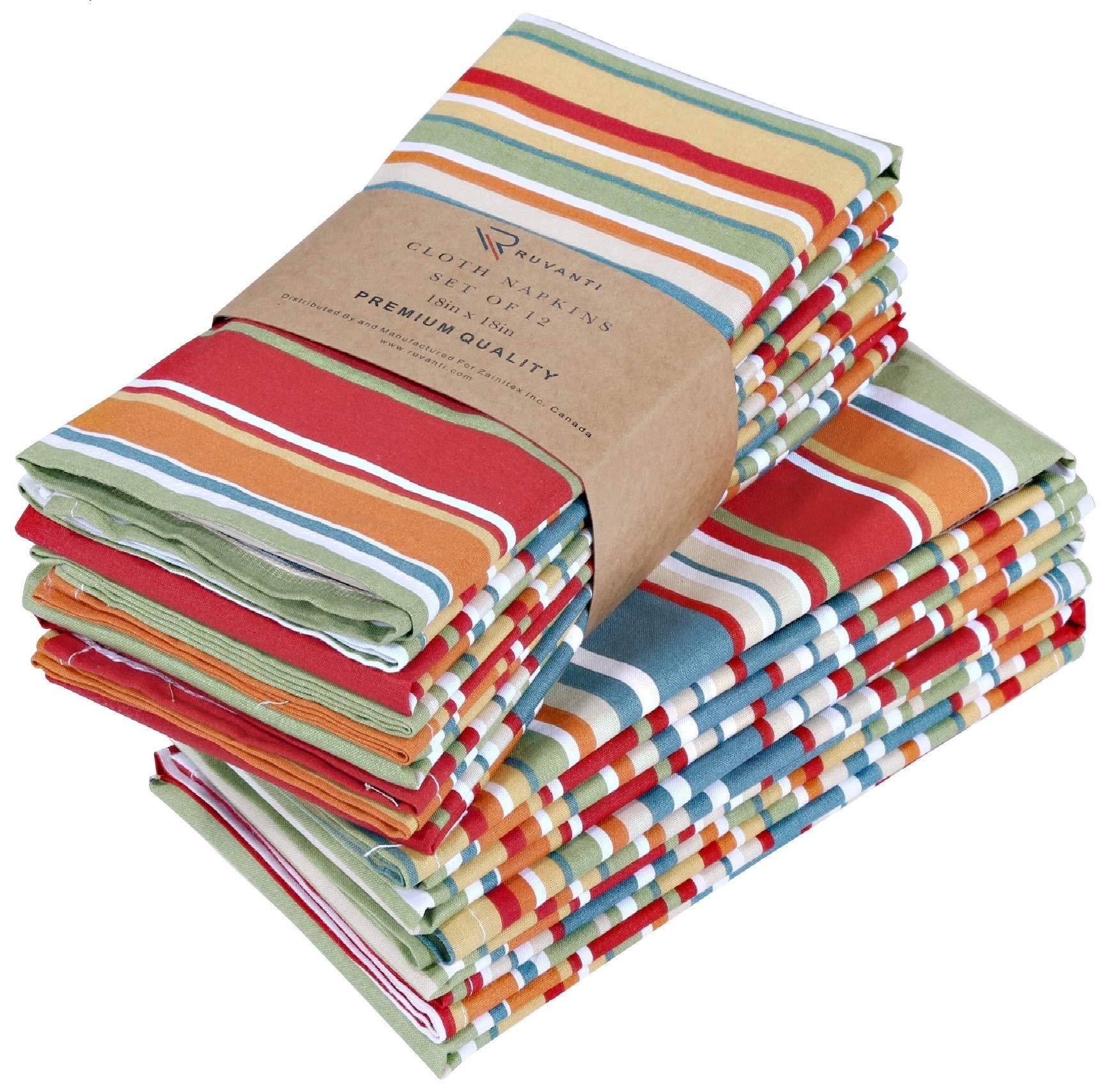 Pack of 6 Dinner Napkins Table Napkins Tribal Collection 100% Cotton Cocktail Napkins 18”X18” Country Maison Cloth Napkins