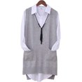 thumbnail image 1 of Mujeres & #39;s cuello en V sin mangas suéter chaleco de punto cárdigan outwear alto bajo tops con bolsillo Afortunado Sencillez, 1 of 3