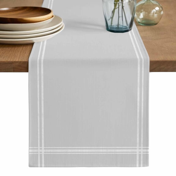 Pure Light Grey Table Runner, Simple Solid Color Washable Cotton Linen Table Runners 120 Inches Long, Dresser Scarf Runner for Dining/Living Room/Kitchen/Square Tables 13''x120''