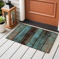 thumbnail image 4 of Teal Wood Grain Washable Area Rug 2x3 Farmhouse Board Retro Vintage Strip Low-Profile Area Rugs with Non Slip Backing Indoor Floor Carpet for Entrance Living Room Bedroom Home Office, 4 of 9
