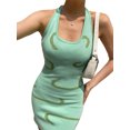 thumbnail image 4 of Kmbangi Halterneck Dress Summer Sleeveless Printed U-shaped Neck One-piece, 4 of 6