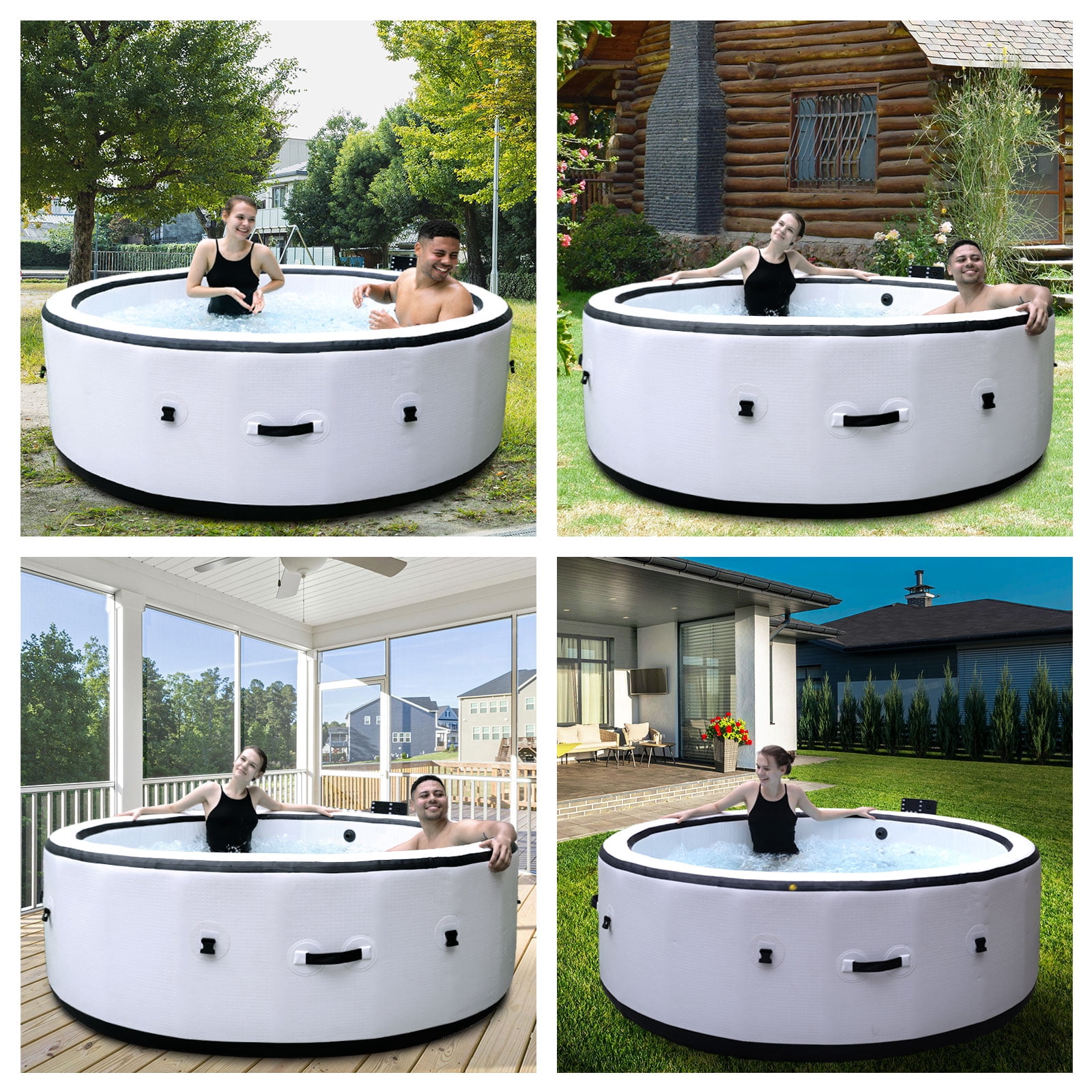 Large Hot Tub for 4 to 6 People, Portable Outdoor Spa with 150 Airjets and 1 Thermal Cover Massage Hot Tub for Patio Garden and Outdoors