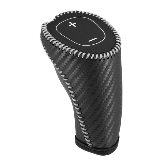 Unique Bargains Gear Shifting Knob Cover Trim for Chevy Equinox Malibu Faux Leather Carbon Fiber Black Gray Stitches