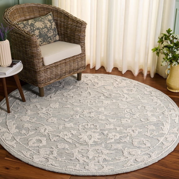 SAFAVIEH Abstract Alison Oriental Area Rug, Light Gray/Ivory, 6' x 6' Round
