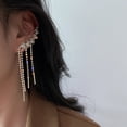 thumbnail image 2 of Pendientes colgantes de cristal con estilo para mujer, pendientes de fiesta, pendientes de cadena con forma de hoja, pendientes colgantes para boda, 2 of 5