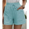 thumbnail image 2 of Solid Two Pockets Loose Casual Short Pants,Women's Solid Color Casual Loose Drawstring Short Pants, 2 of 9