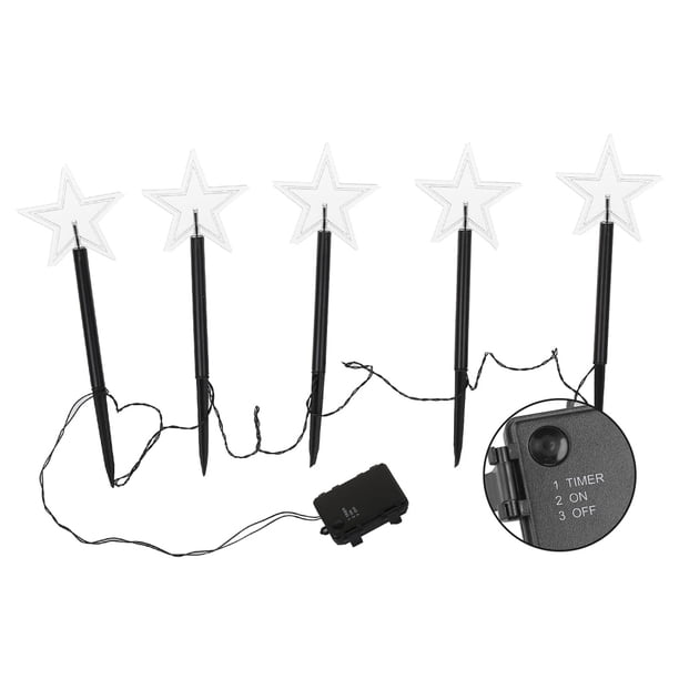 Navideñas De Estrellas Para Jardín, Luces De Estaca De Estrellas, Luces Decorativas Navideñas Para El Suelo Para Patio, Pasarela, Césped 5 Luces seitruly HA039248-00
