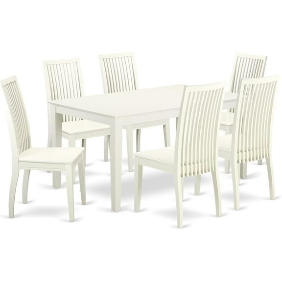 HomeStock 7-Piece Dining Table Set for 6 with Dining Table and 6 Wood Seat Dining Chairs, Stylish Dining Room Table Set for Family Meals