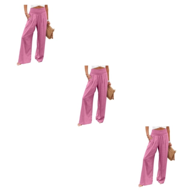 Pantalones Minnieouse para Señoras Verano Primavera Rosa L Suelto Casual Pierna ancha