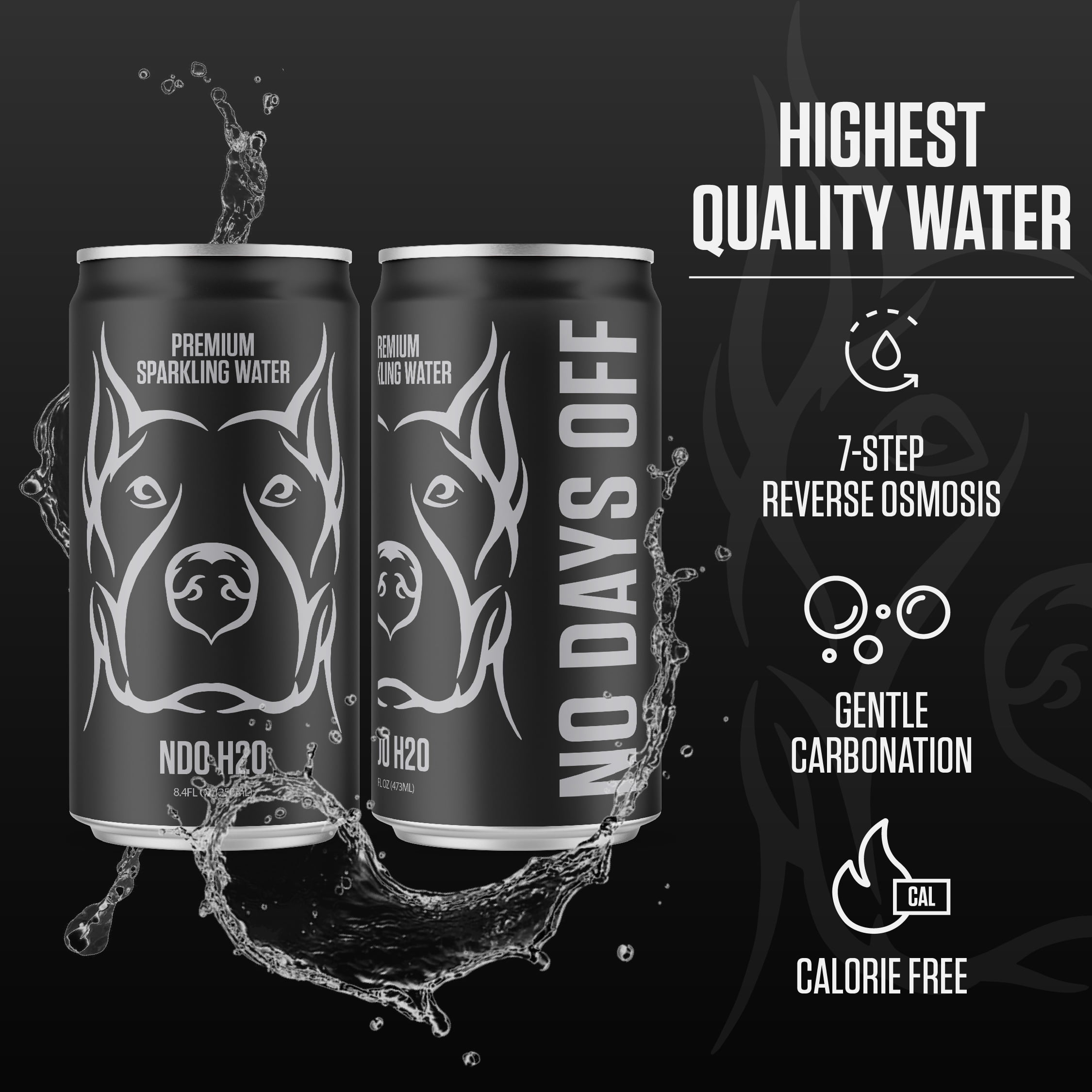 NO DAYS OFF Premium Water (8.4 Fl Oz (Pack of 24), Purified Water - Sparkling)