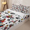 thumbnail image 3 of Manfei Sporty Motocross Zipper Twin Comforter Sets with Fitted Sheet and 2 Pillowcases,Cute Stars Zipper Bedding Set,White,Reversible,4pcs, 3 of 8