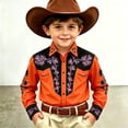 thumbnail image 2 of JAJAHO Boys Western Cowboy Shirts Retro Floral Print Long Sleeve Button Down Collared Shirts For Kids 4-13Y Trendy Tops, 2 of 4