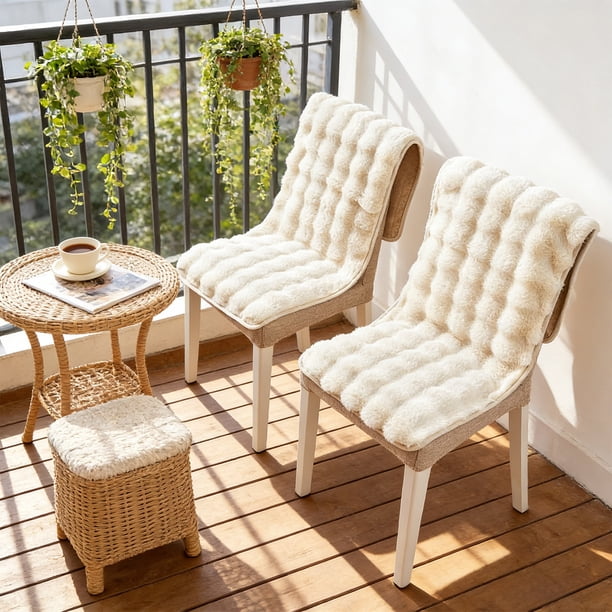 Cojín de asiento siamés de felpa de invierno, antideslizante, grueso, para respaldo, apto para sillas, taburetes y sofás.