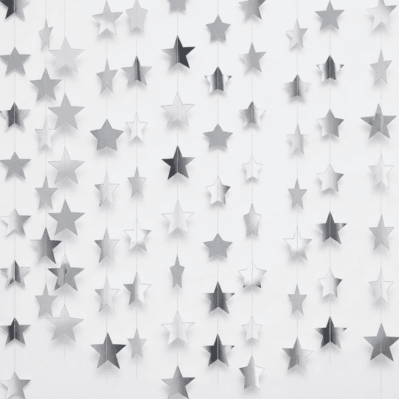 10PCS Silver Star Garland, Suitable for Birthdays, Parties, and DIY Decorations.