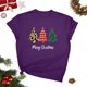 thumbnail image 2 of Puntoco Blusa informal de cuello redondo con estampado navideño para mujer, 2 of 4
